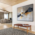 Gold and Gray Abstract Painting with Bold Shapes ABS275