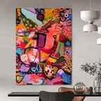 Dynamic Repeated Pink Abstract Painting for Modern Decor HENG295