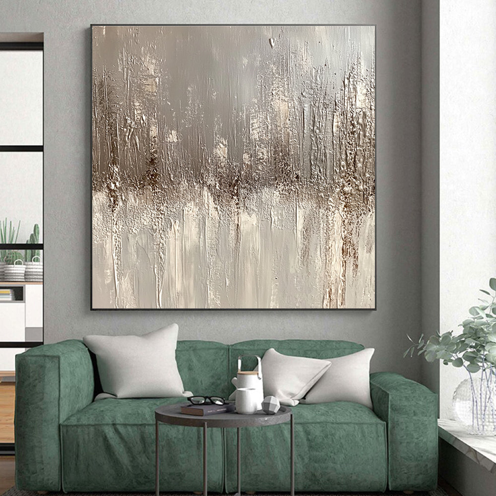 Textured Gray and White Abstract Painting with Subtle Depth WINK247