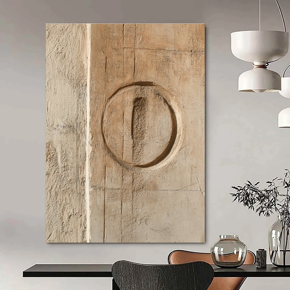 Textured Circle Abstract Painting for Industrial - Chic Art Galleries GAB1307