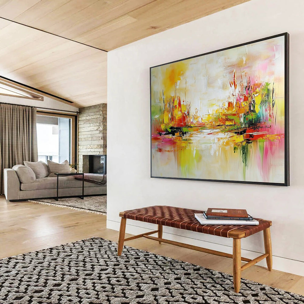 Colorful Cityscape Abstract Painting with Vibrant Energy ABS297