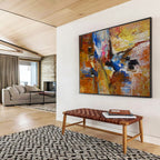 Orange - Blue - Gold Abstract Painting for Vibrant Creative Studios YHT385