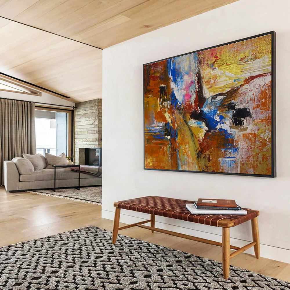 Orange - Blue - Gold Abstract Painting for Vibrant Creative Studios YHT385