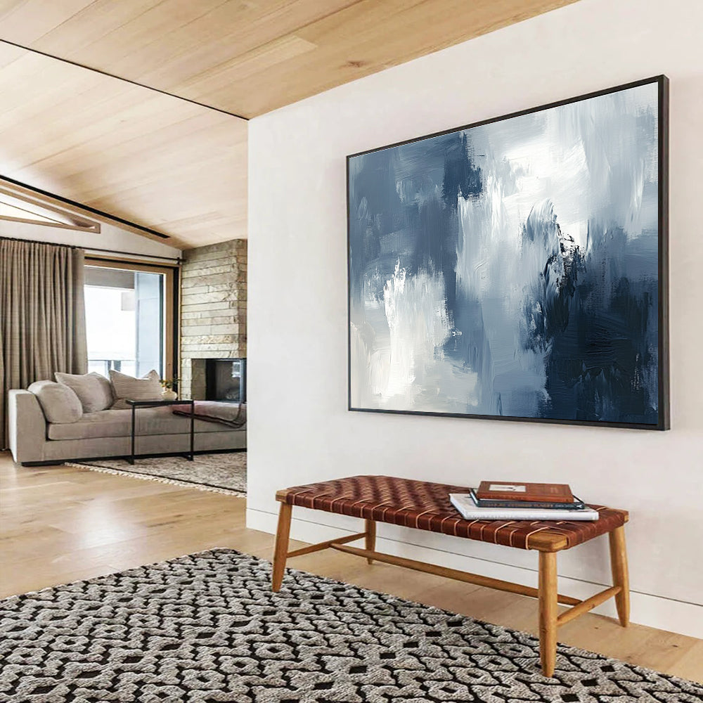 Moody Gray - Blue Abstract Painting ABS209