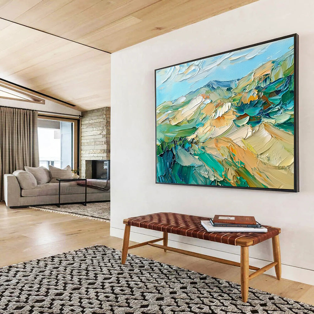 Textured Mountain Landscape Abstract Painting with Bold Brushstrokes ABS287