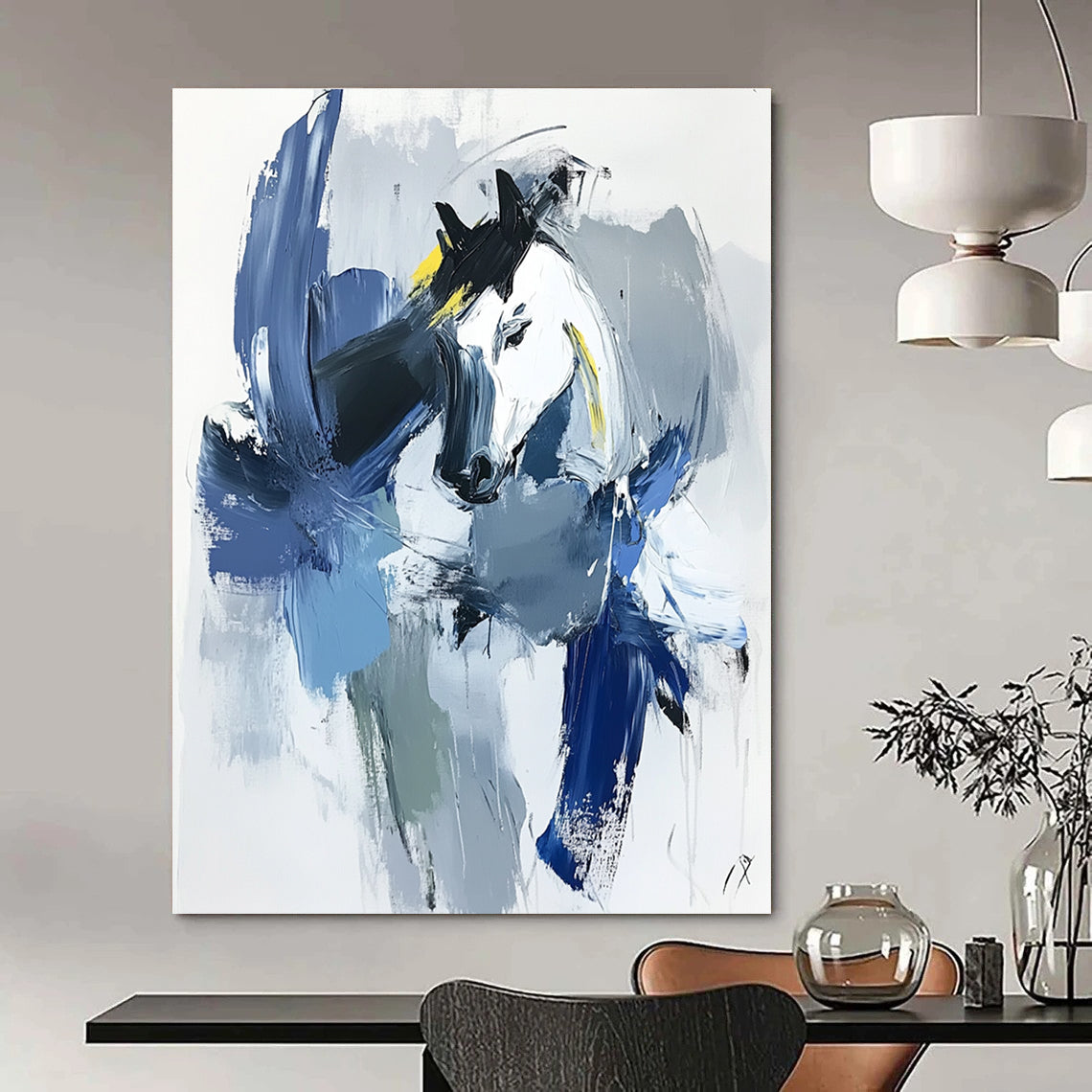 Abstract Horse Portrait Painting for Equestrian - Themed Spaces GAB1117