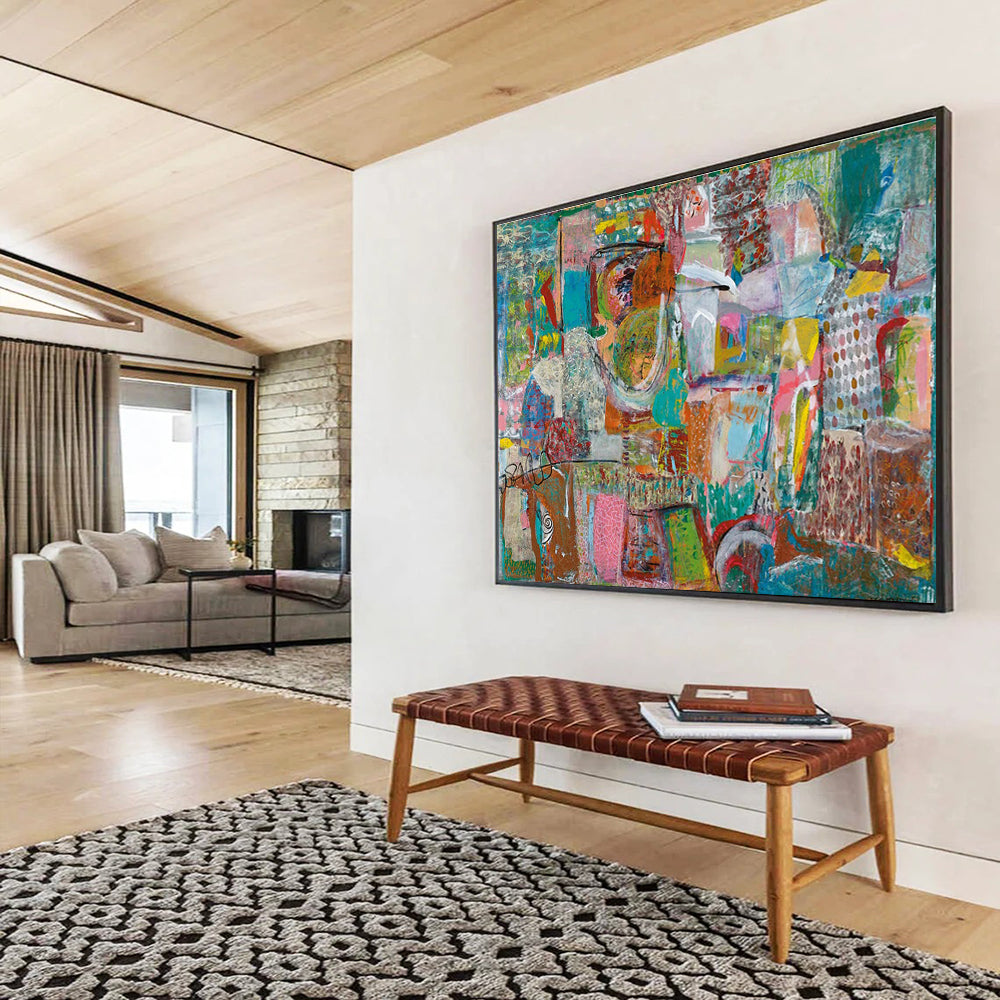 Mixed - Media Abstract Painting for Creative Studio Decor YHT236