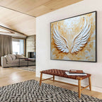 Textured Angel Wings: Inspirational Symbol in Relief Abstract Painting ABS165
