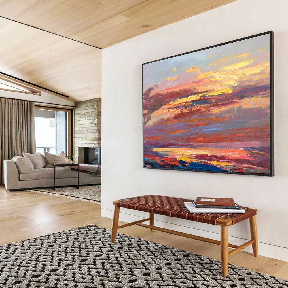 Sunset Sky Abstract Painting for Rooftop Bar Lounges YHT444