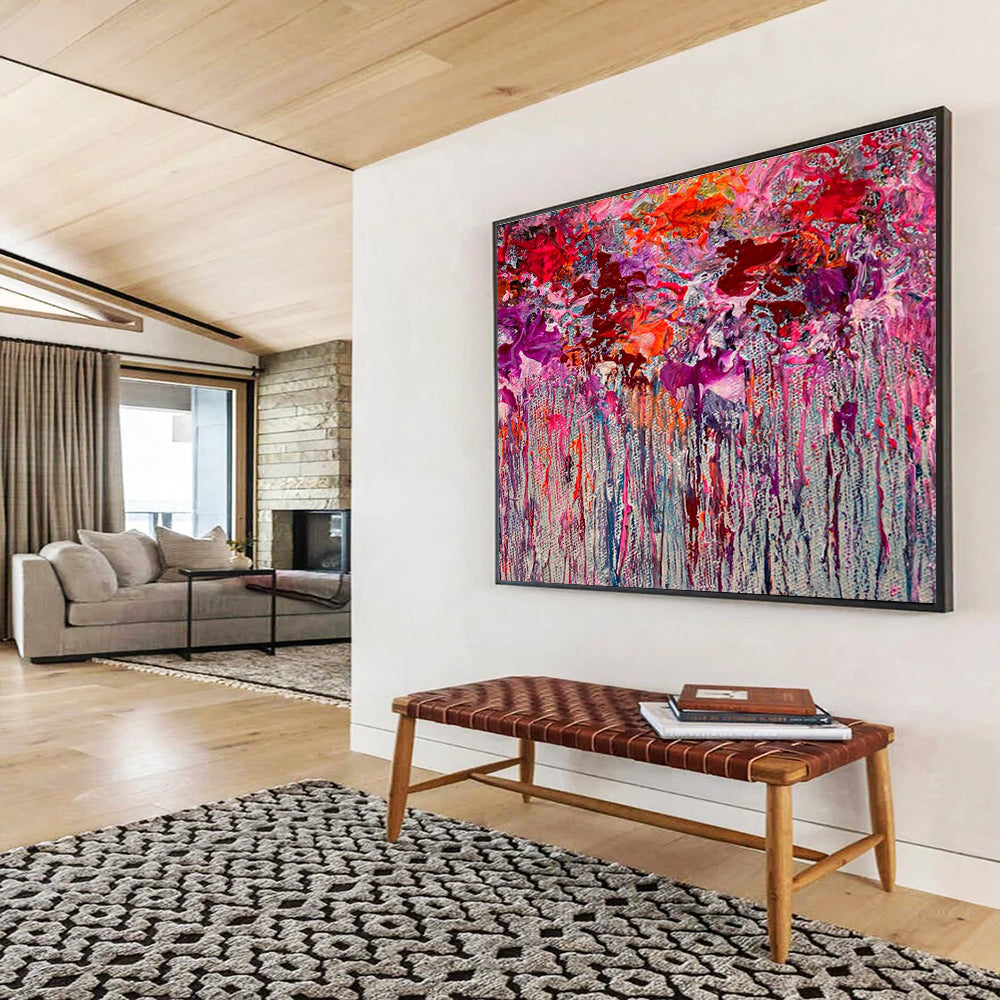 Pink and Purple Dripping Abstract Painting for Trendy Beauty Salons YHT351