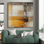 Brown Gray Yellow Abstract Painting with Industrial Charm WINK470