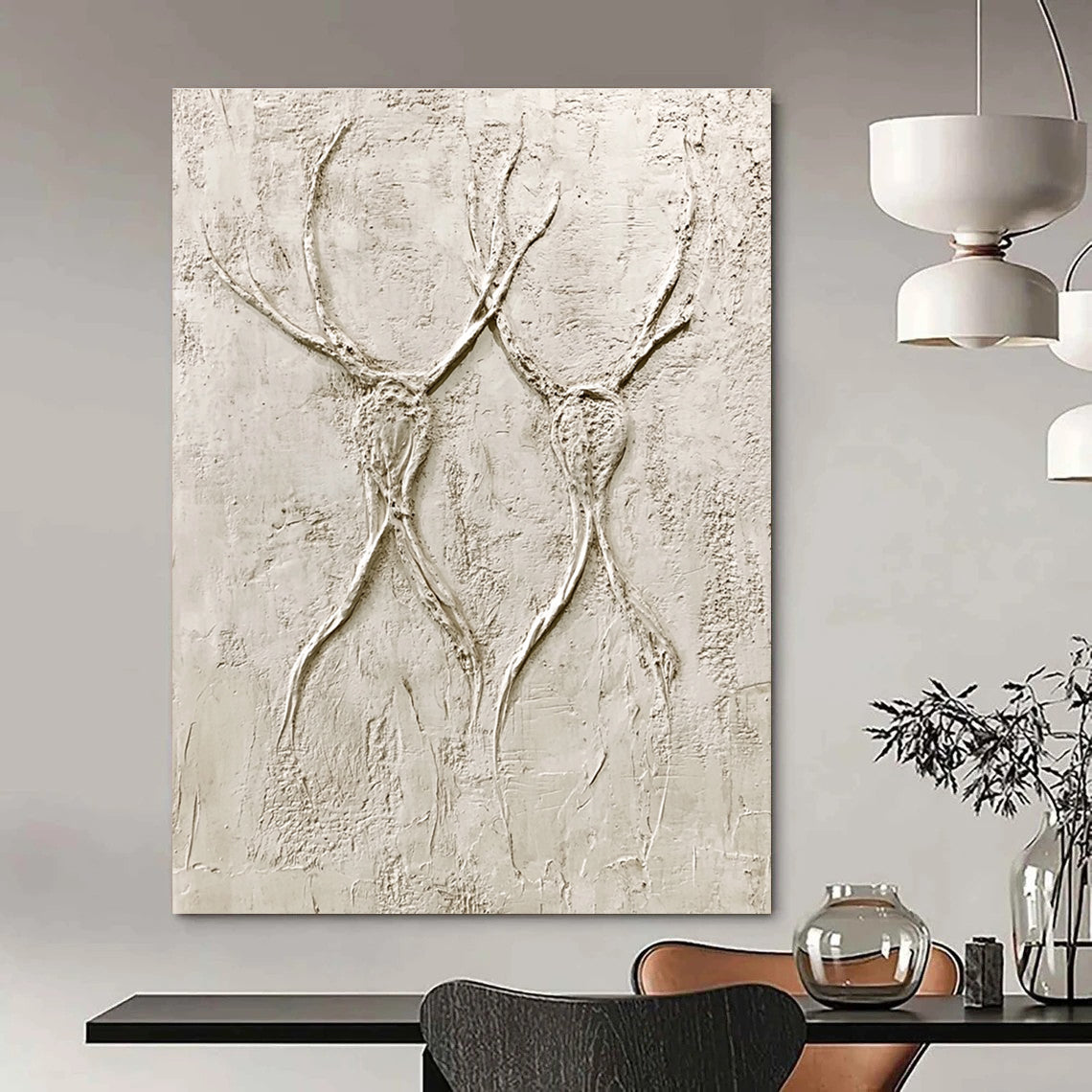 Textured Antler Forms Abstract Painting of Natural Textures GAB0112