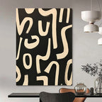 Black and White Curved Lines Dynamic Abstract Painting GAB0370