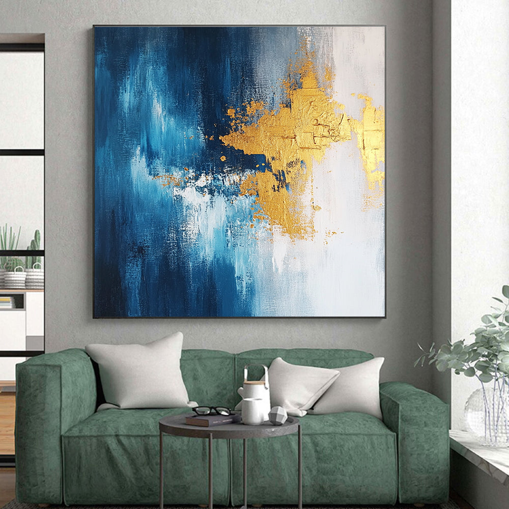 Blue - Gold Abstract Splash Painting with Opulent Energy WINK371