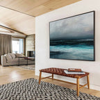 Dark Sea Abstract Mysterious Seascape Painting for Dramatic Spaces YHT034