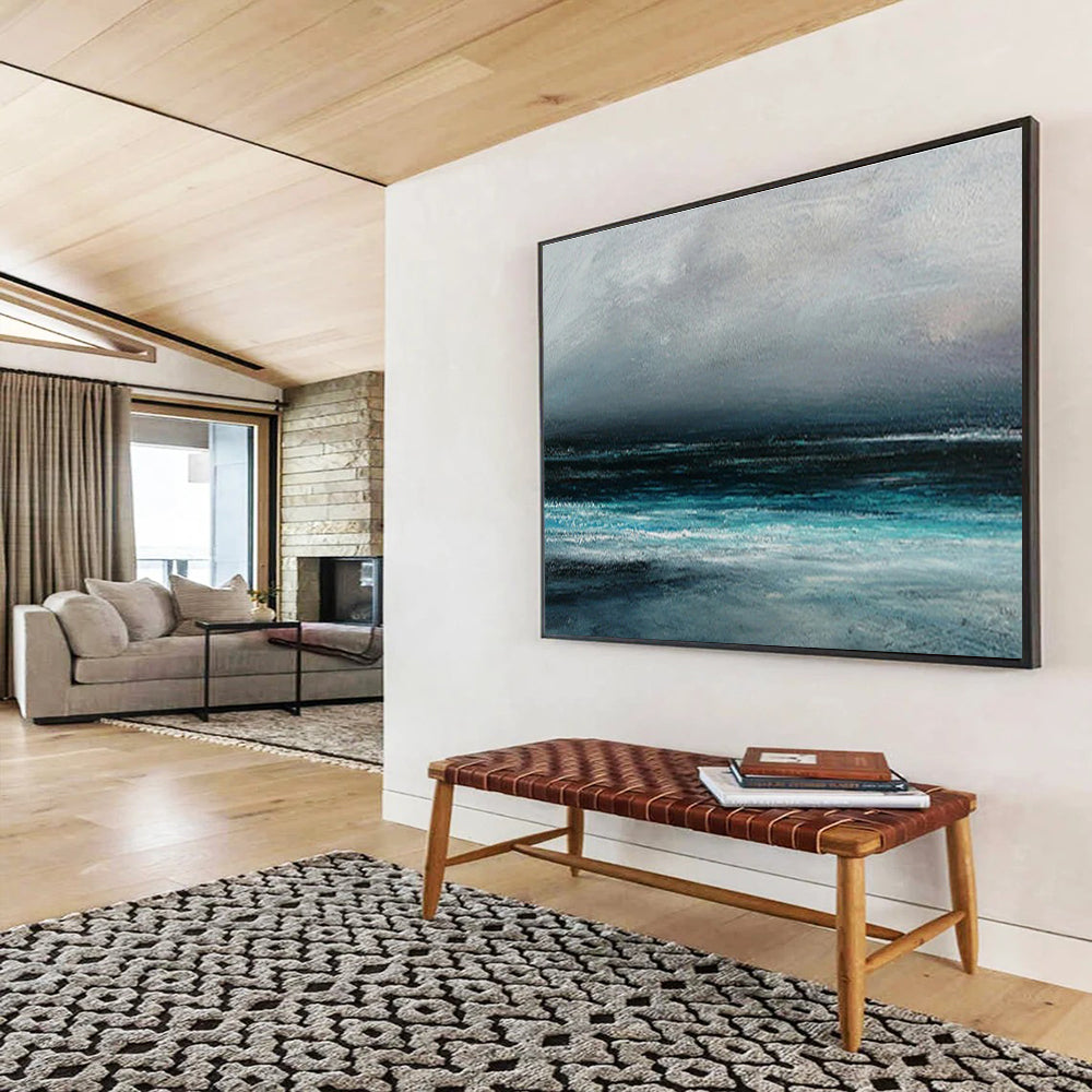 Dark Sea Abstract Mysterious Seascape Painting for Dramatic Spaces YHT034