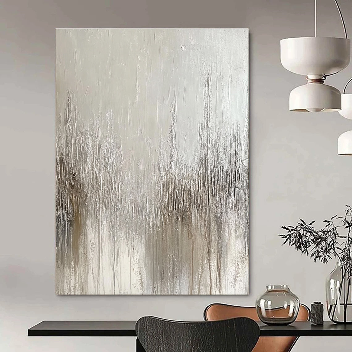 Textured Monochrome Abstract Painting for Minimalist Living Rooms GAB1260