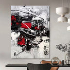 Red - Black - White Dynamic Abstract Painting for Creative Studios HENG383