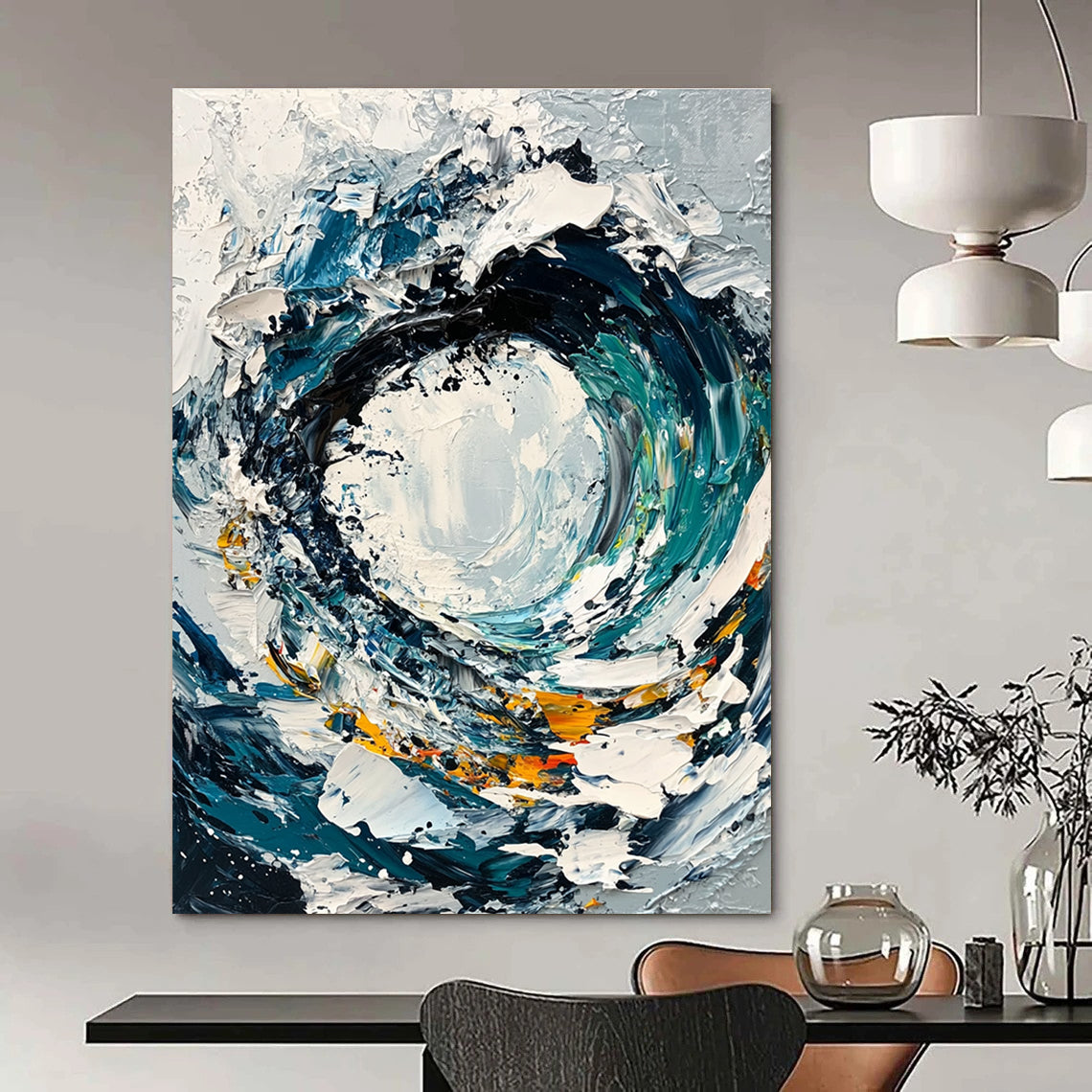 Swirling Wave Abstract Painting for Nautical Vibes GAB0733