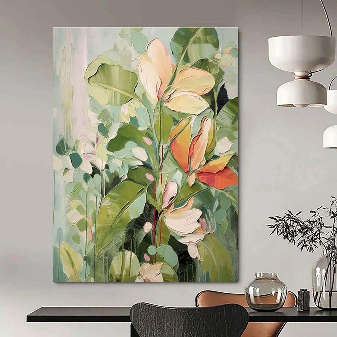 Tropical Floral Bunch Abstract Painting for Coastal Home Verandas HENG083