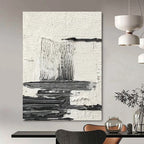 Black - White Textured Abstract Composition Painting for Minimalist Studies HENG388