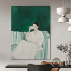 Woman with a Cup Serene Lifestyle Abstract Painting GAB0259