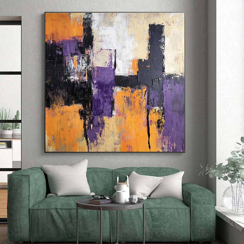 Purple Orange Abstract Painting with Bold Contrast WINK563