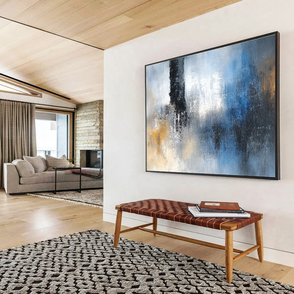 Subtle Gray - Blue Textural Abstract Painting ABS193