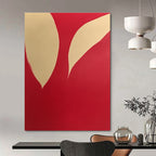 Red and Beige Shapes Minimalist Abstract Painting GAB0254