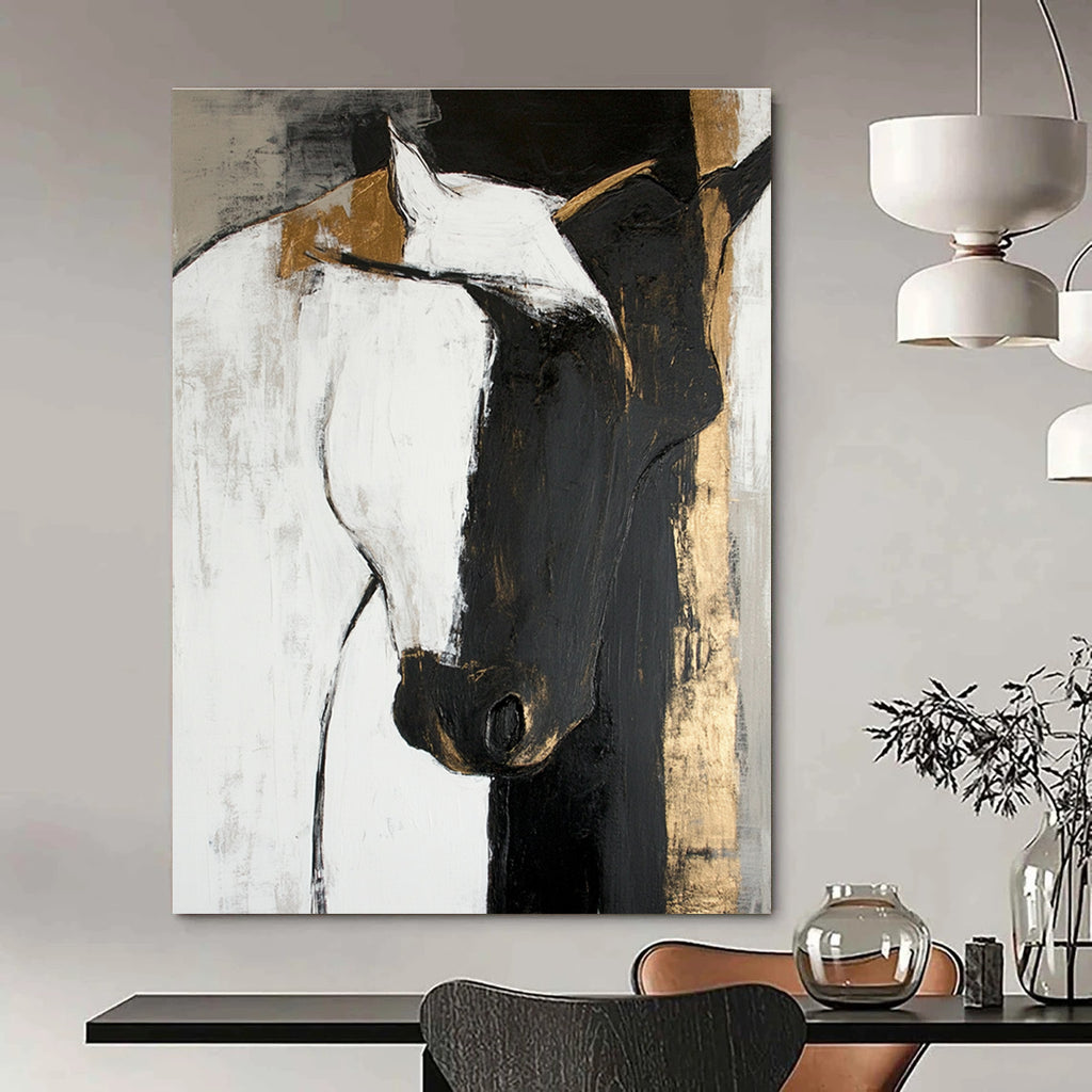 Horse in Gold Accent Abstract Painting for Luxurious Stables GAB0788