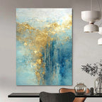 Ethereal Blue - Gold Abstract Painting for Art Gallery Installations HENG063