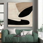 Minimalist Black and Beige Abstract Painting with Quiet Sophistication WINK314