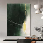Dark Green with Gold and White Abstract Painting of Subtle Luxury GAB0182