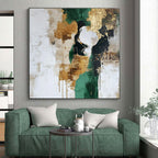 Green - Gold - Beige Abstract Painting with Earthy Opulence WINK539