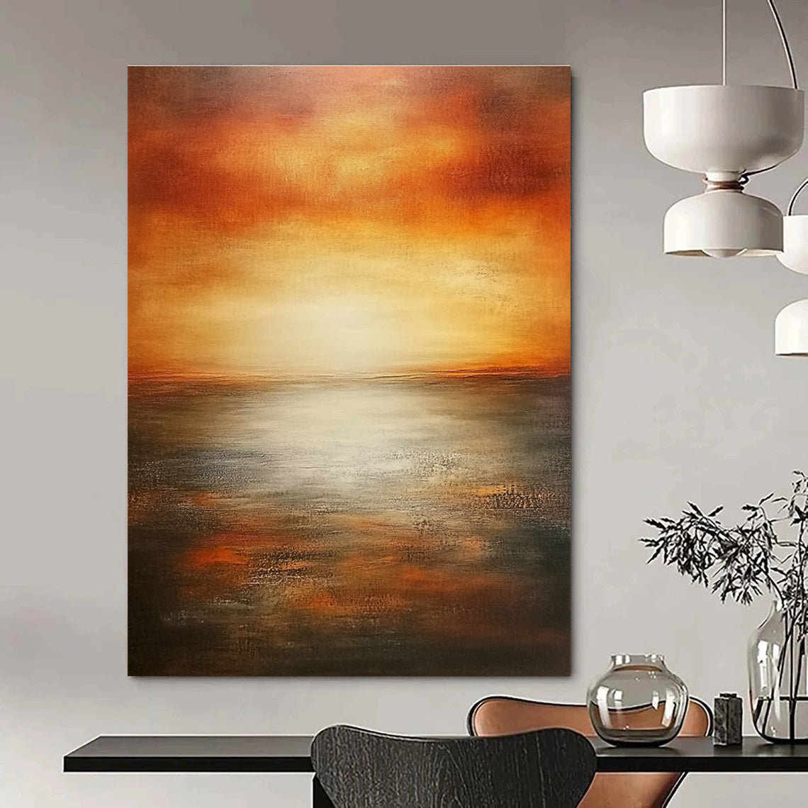 Sunset Over Sea - Serene Seascape Abstract Painting GAB0600