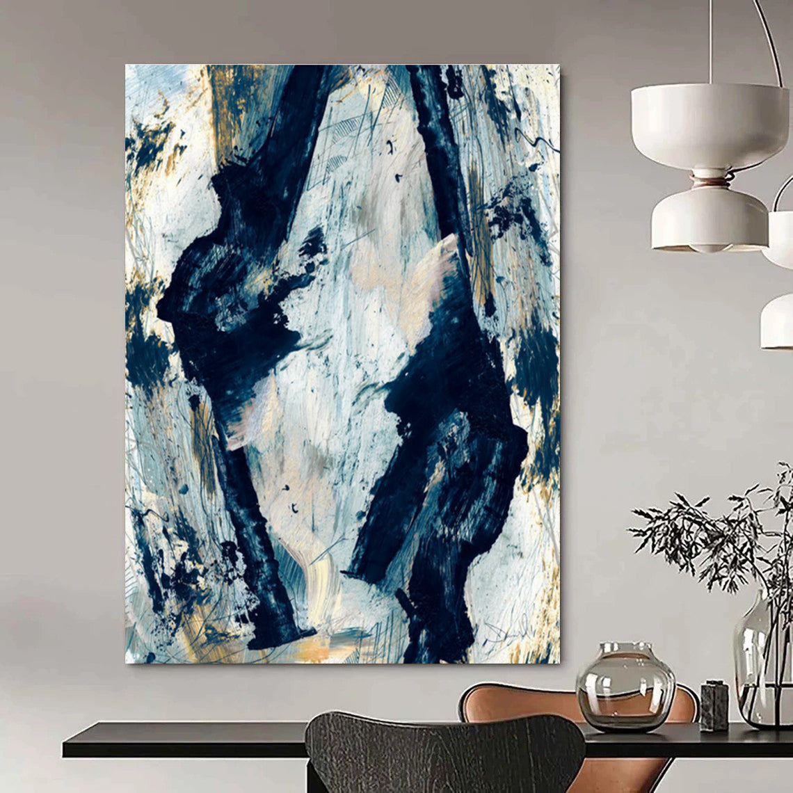Bold Blue - White Abstract Painting for Modern Corporate Offices HENG172