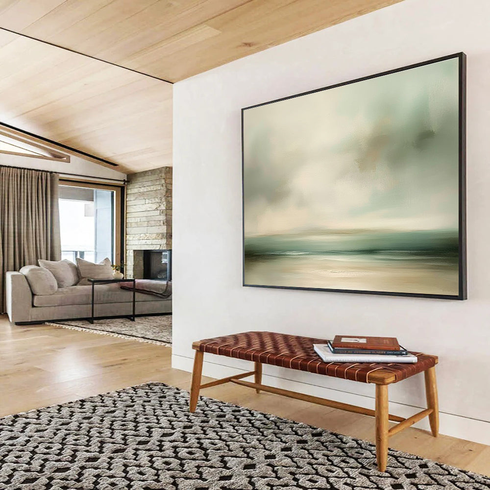 Soft - Toned Coastal Serenity Abstract Painting with Airy Brushstrokes ABS230