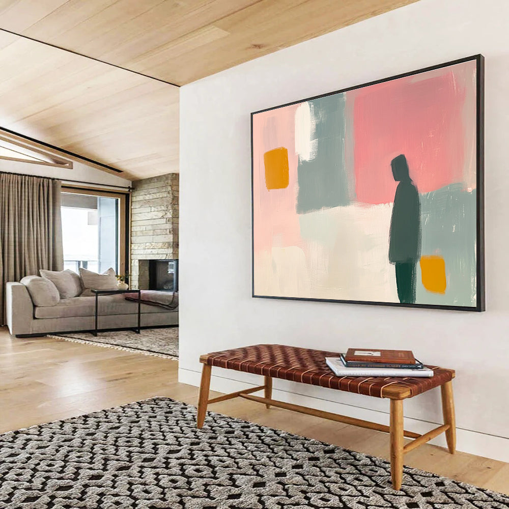 Solitary Figure Abstract Painting with Calm Introspective Mood ABS538