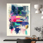 Musical Abstract Fusion Painting with Piano Motifs GAB0101