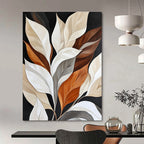 Colorful Leaves on Black Sophisticated Botanical Abstract Painting GAB0303