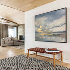 Cloudy Sea Reflection Abstract Painting for Tranquil Bedroom Retreats YHT255