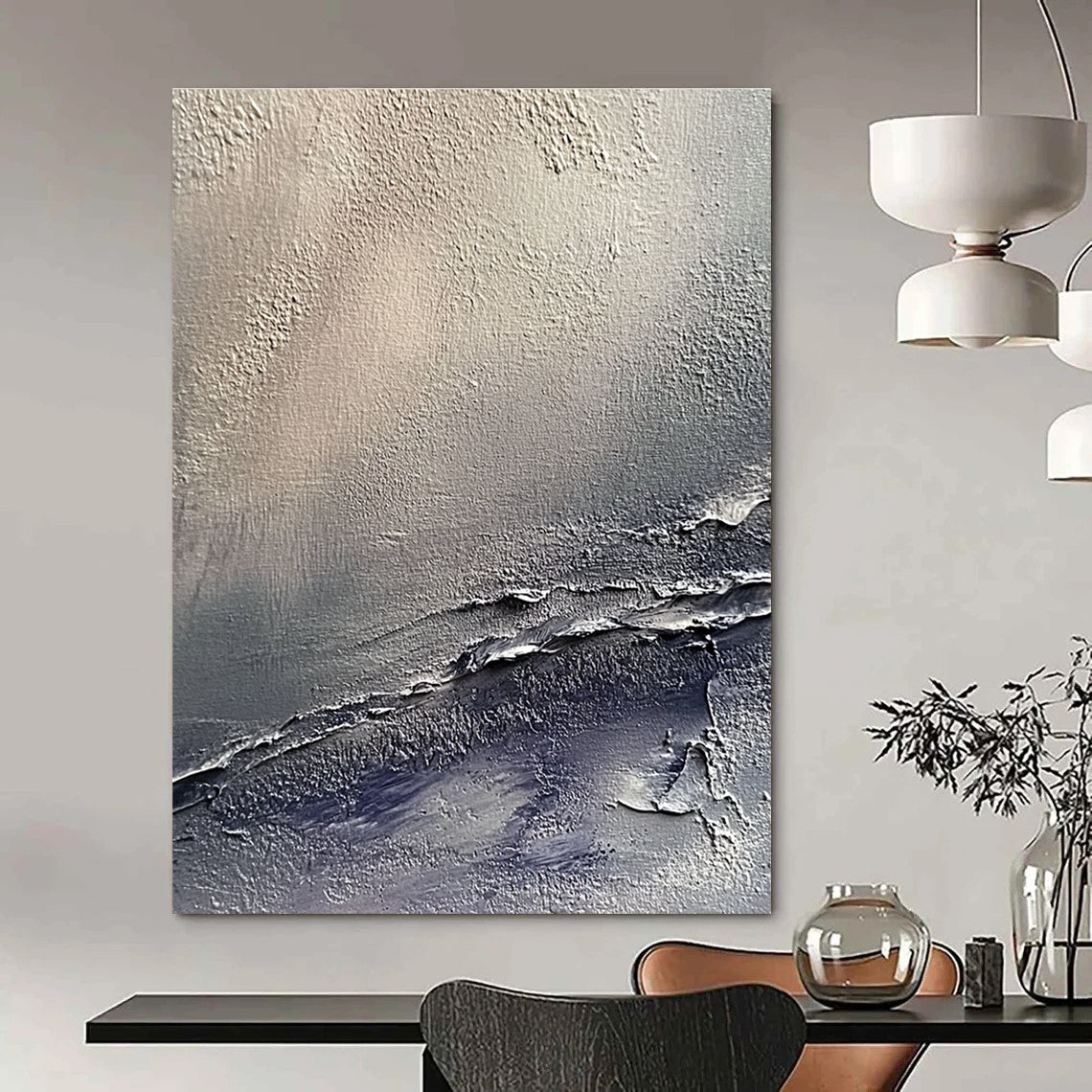 Textured Grey Layers Abstract Painting of Subtle Depth GAB0085