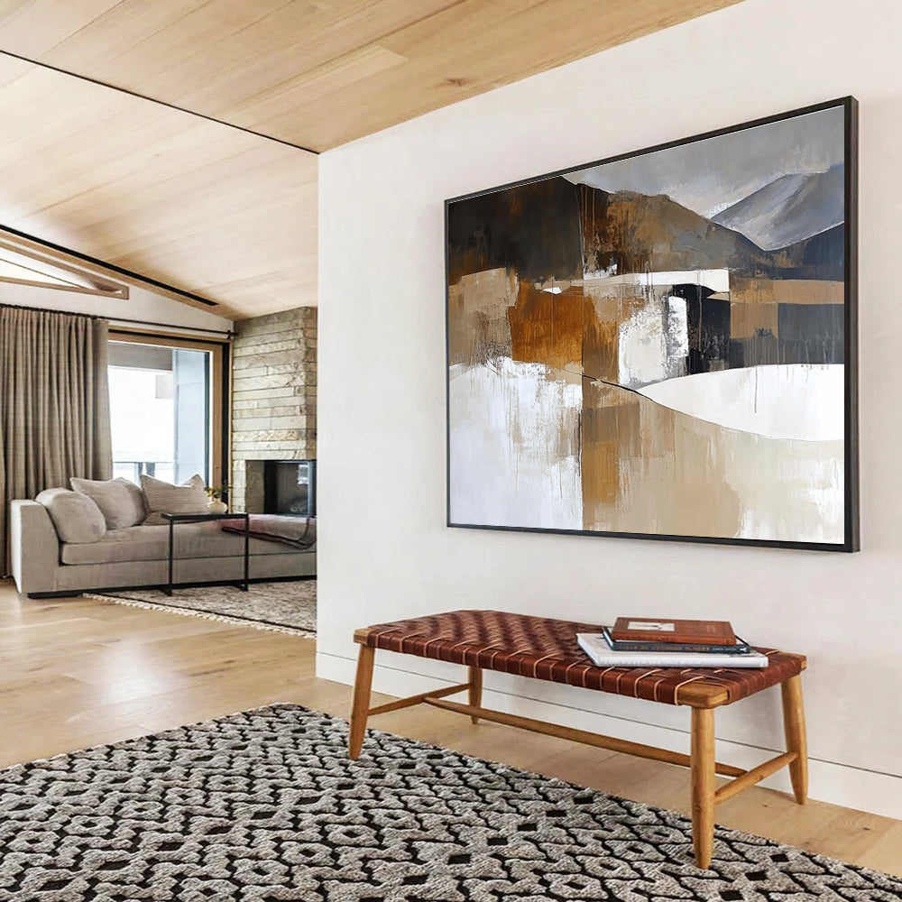 Earth - Toned Landscape Abstract Painting with Subtle, Textured Terrain ABS479