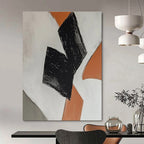 Black - Orange Minimalist Abstract Painting for Scandinavian - Style Homes HENG111