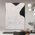 Black - White Textured Shape Abstract Painting for Art - Centric Nooks HENG405