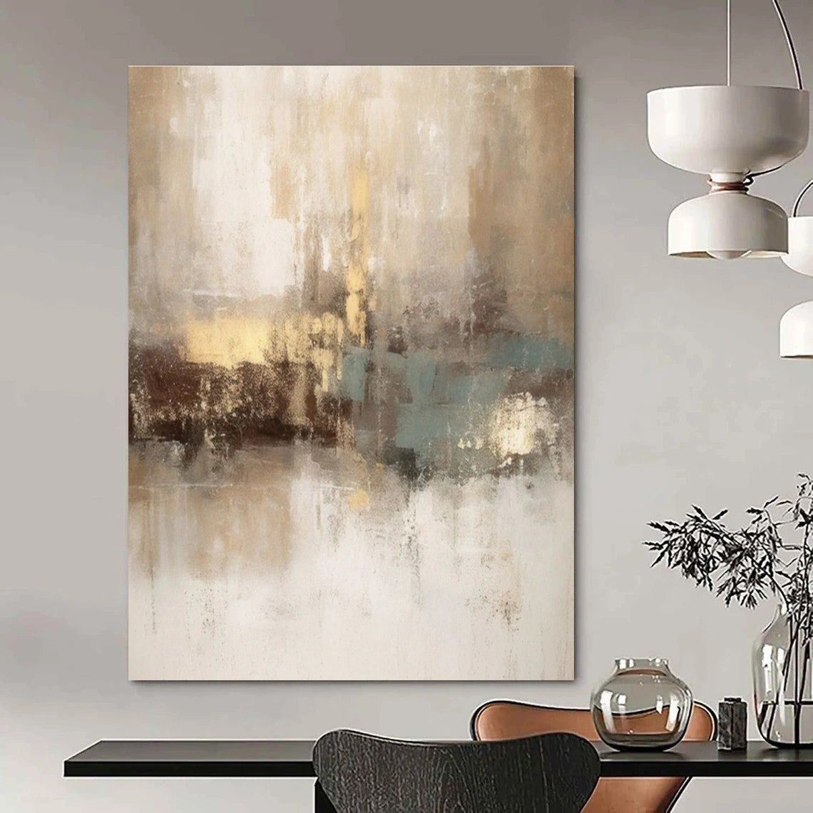Neutral Tones Abstract Painting for Timeless Home Decor HENG068
