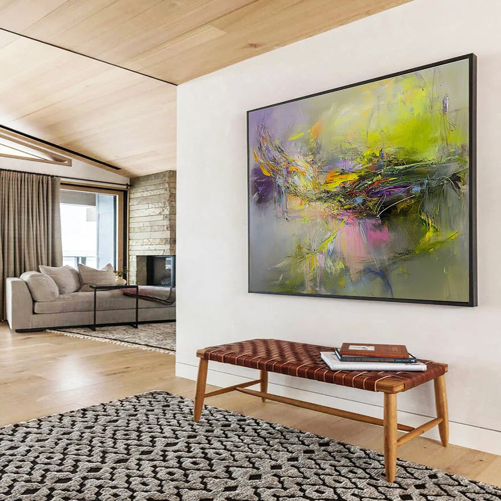 Bright Color Fusion Abstract Painting with Vivid, Harmonious Blends ABS463