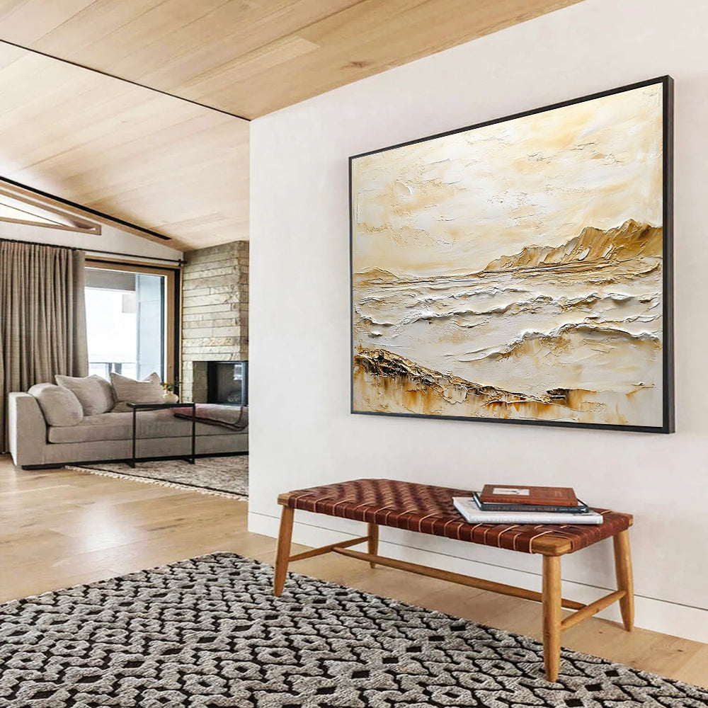 Textured Coastal Landscape Abstract Painting with Tactile Beauty ABS618