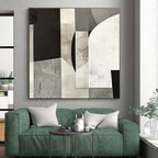 Gray and Black Geometric Collage Abstract Painting with Textured Complexity WINK014