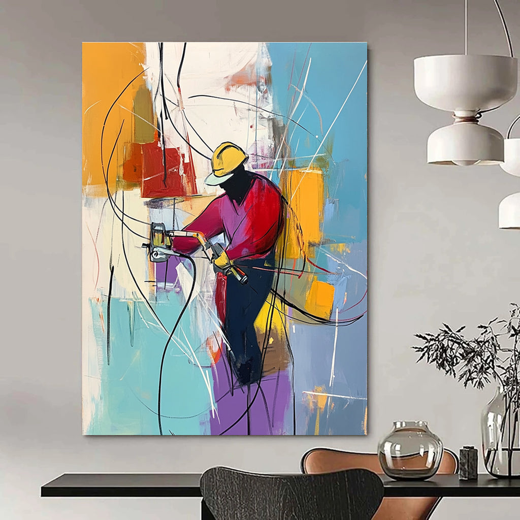 Abstract Worker Painting for Industrial - Styled Offices GAB1036